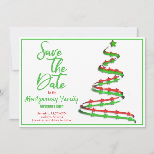 Save the date | Moderne kerstboom Aankondiging (Voorkant)