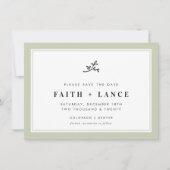 SAVE THE DATE moderne lente eenvoudige rand salie Kaart (Voorkant)