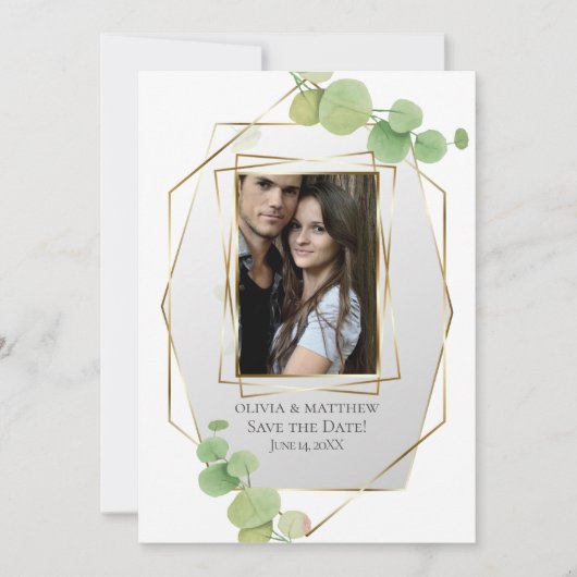 Save the date | Moderne lente eucalyptus Kaart (Voorkant)