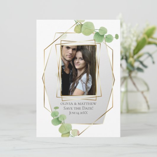 Save the date | Moderne lente eucalyptus Kaart (Staand voorkant)