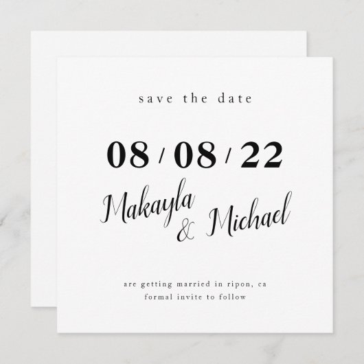 SAVE THE DATE moderne minimale datum eenvoudig sti Kaart (Voorkant / Achterkant)