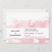 SAVE THE DATE moderne minimale waterverf bord roze (Voorkant)