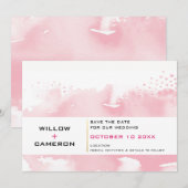 SAVE THE DATE moderne minimale waterverf bord roze (Voorkant / Achterkant)