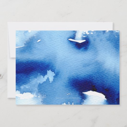 SAVE THE DATE Moderne Minimale waterverf donkerbla (Achterkant)