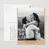 Save the date! Moderne minimalistische 1 foto Briefkaart (Voorkant / Achterkant)
