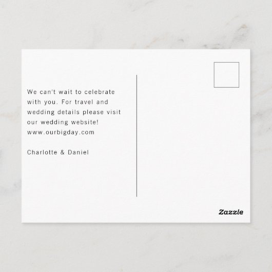 Save the date! Moderne minimalistische 1 foto Briefkaart (Achterkant)