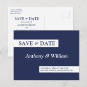 Save the Date Moderne Minimalistische Marine Blauw Uitnodiging Briefkaart (Voorkant / Achterkant)