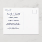 Save the Date Moderne Minimalistische Marine Blauw Uitnodiging Briefkaart (Achterkant)