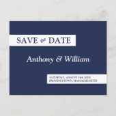 Save the Date Moderne Minimalistische Marine Blauw Uitnodiging Briefkaart (Voorkant)
