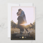 Save The Date | Moderne typografie & gouden foto (Voorkant)