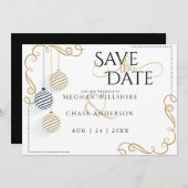 Save the date | Moderne zwarte en gouden bubbels (Voorkant / Achterkant)