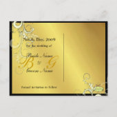 Save the Date, monogram crème wervelingen Aankondigingskaart (Achterkant)