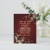 Save the Date, monogram crème wervelingen Aankondigingskaart (Staand voorkant)