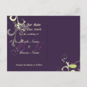 Save the Date, monogram crème wervelingen / DIY kl Aankondigingskaart (Achterkant)