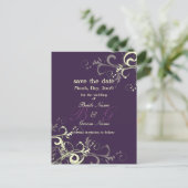 Save the Date, monogram crème wervelingen / DIY kl Aankondigingskaart (Staand voorkant)