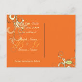 Save the Date, monogram crème wervelingen/DIY kleu Aankondigingskaart (Achterkant)