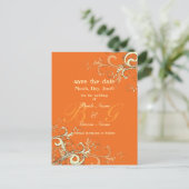 Save the Date, monogram crème wervelingen/DIY kleu Aankondigingskaart (Staand voorkant)