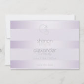 Save the date | Monogram Lila Shimmer Stripes (Voorkant)