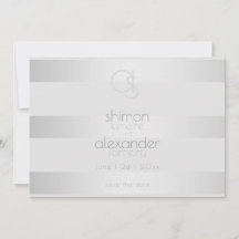 Save the date | Monogram lumierige zilverstrips