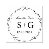 Save The Date Monogram Trouw Groen Zelfinktende Stempel (Design)