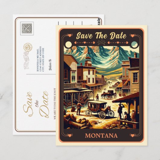 Save the date | Montana Invitation Briefkaart (Voorkant / Achterkant)