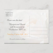 Save the date. Mooie witte rozenbloem Aankondigingskaart (Achterkant)