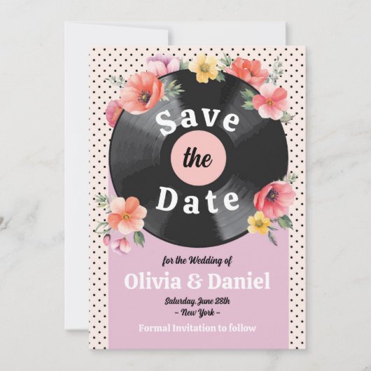 Save The Date Muziek Record Trouw Bloem 1950s  (Voorkant)