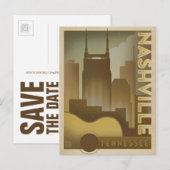 Save the date | Nashville, TN - Gitaar Skyline Aankondigingskaart (Voorkant / Achterkant)