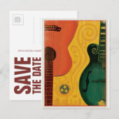 Save the date | Nashville, TN - Mandolin Gitaar Aankondigingskaart (Voorkant / Achterkant)