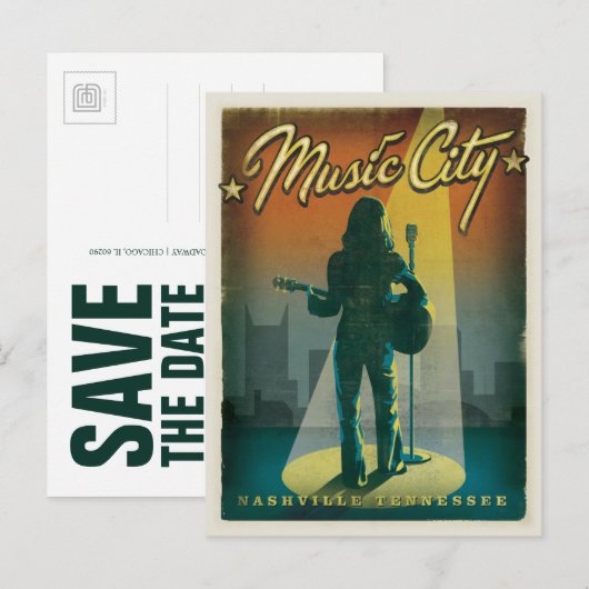 Save the date | Nashville, TN - Meisje Aankondigingskaart (Voorkant / Achterkant)