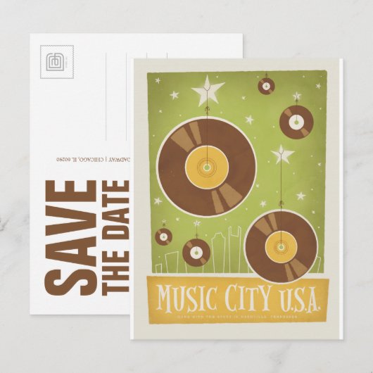 Save the date | Nashville, TN - Records Aankondigingskaart (Voorkant / Achterkant)