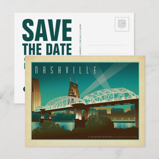 Save the date | Nashville, TN - Shelby St. Bridge, Aankondigingskaart (Voorkant / Achterkant)