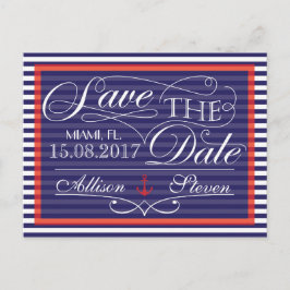 Save the date, nautisch ontwerp aankondigingskaart