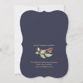 Save the Date. Navy Blue Waterverf Bloem Kaart (Achterkant)