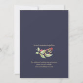 Save the date. Navy Blue Waterverf Floral Kaart (Achterkant)