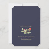 Save the date. Navy Blue Waterverf Floral Kaart (Achterkant)