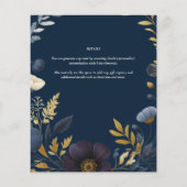 Save the Date Navy Geel Goud Bloemen Elegant (Achterkant)