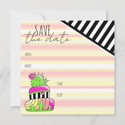 "Save the Date" Neon Cactus Invitation Save The Date (Achterkant)