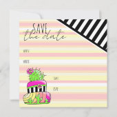 "Save the Date" Neon Cactus Uitnodiging (Achterkant)
