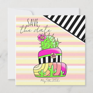 "Save the Date" Neon Cactus Uitnodiging