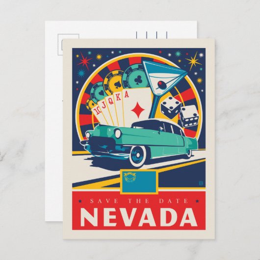 Save the date | Nevada Uitnodiging Briefkaart (Voorkant / Achterkant)