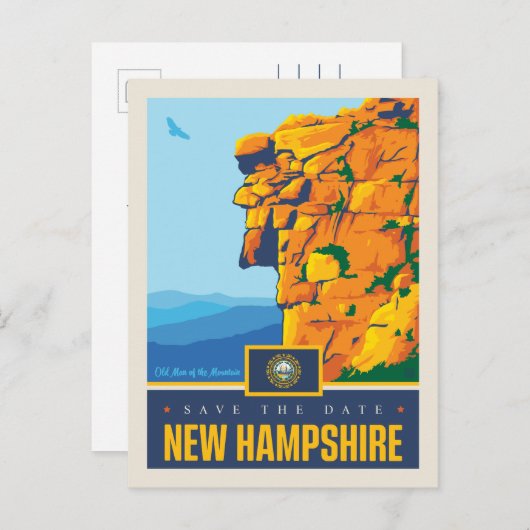 Save the date | New Hampshire Uitnodiging Briefkaart (Voorkant / Achterkant)