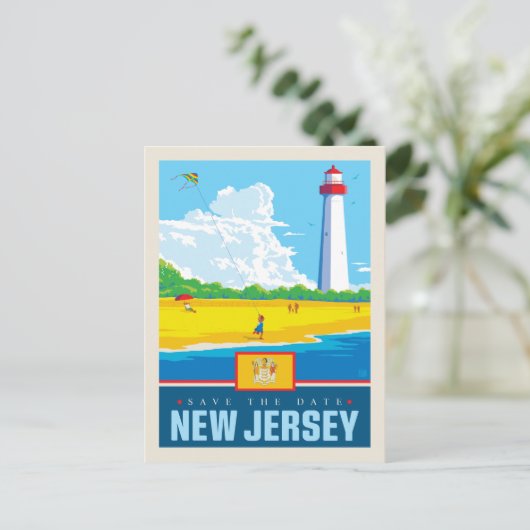 Save the date | New Jersey Uitnodiging Briefkaart (Staand voorkant)