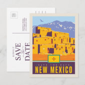 Save the date | New Mexico Uitnodiging Briefkaart (Voorkant / Achterkant)