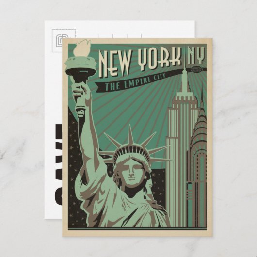 Save the date | New York - de Empire City Aankondigingskaart (Voorkant / Achterkant)