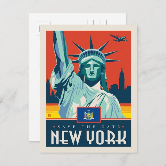 Save the date | New York Uitnodiging Briefkaart (Voorkant / Achterkant)