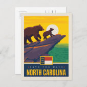 Save the date | North Carolina Uitnodiging Briefkaart (Voorkant / Achterkant)