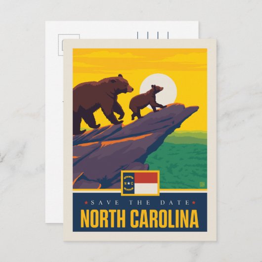 Save the date | North Carolina Uitnodiging Briefkaart (Voorkant / Achterkant)