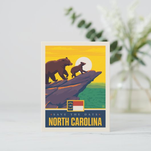 Save the date | North Carolina Uitnodiging Briefkaart (Staand voorkant)