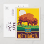 Save the date | North Dakota Uitnodiging Briefkaart (Voorkant / Achterkant)